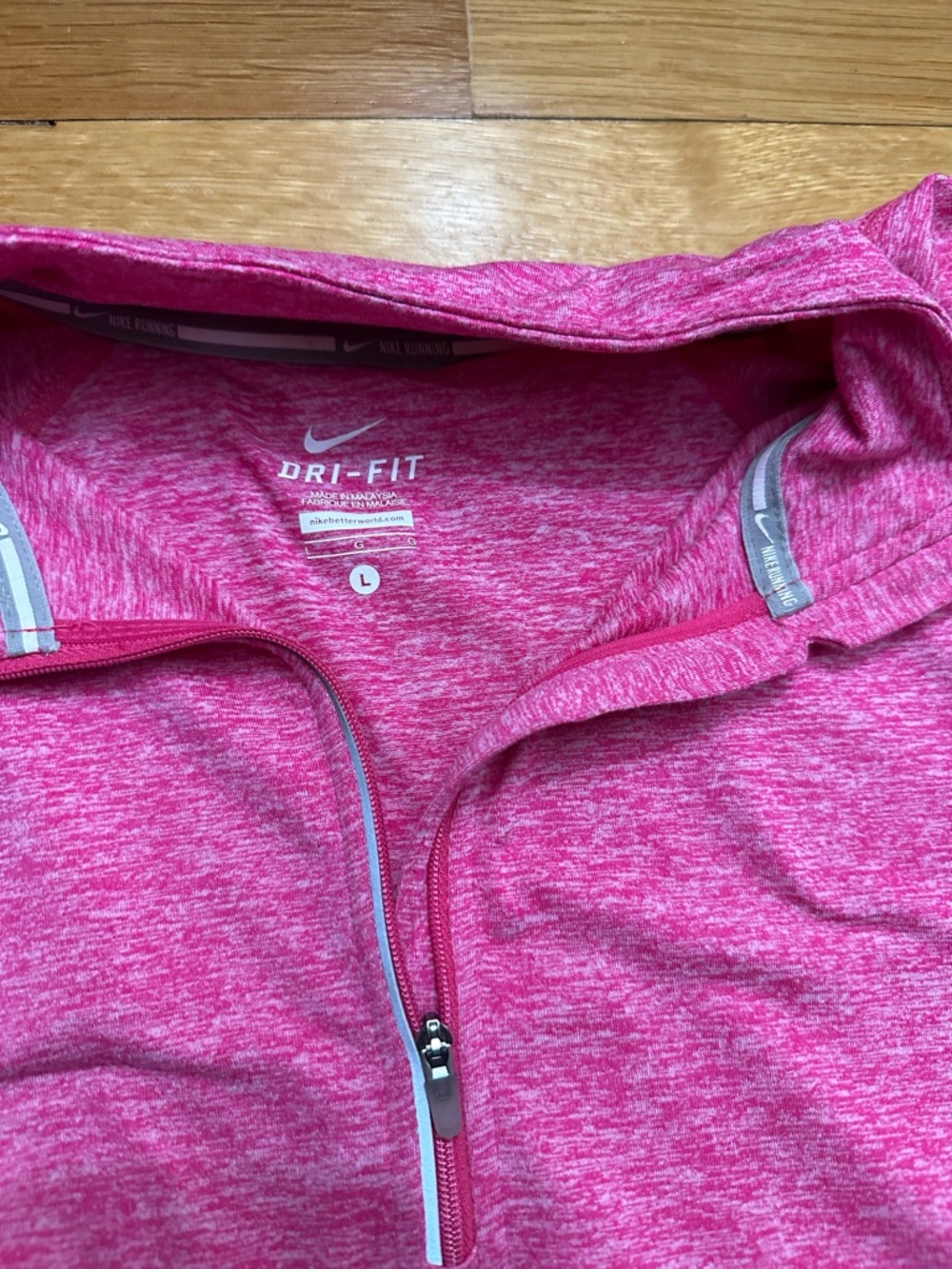 Nike Pink Heathered Quarter-Zip Performance Top Size Large EUC - Picture 2 of 3